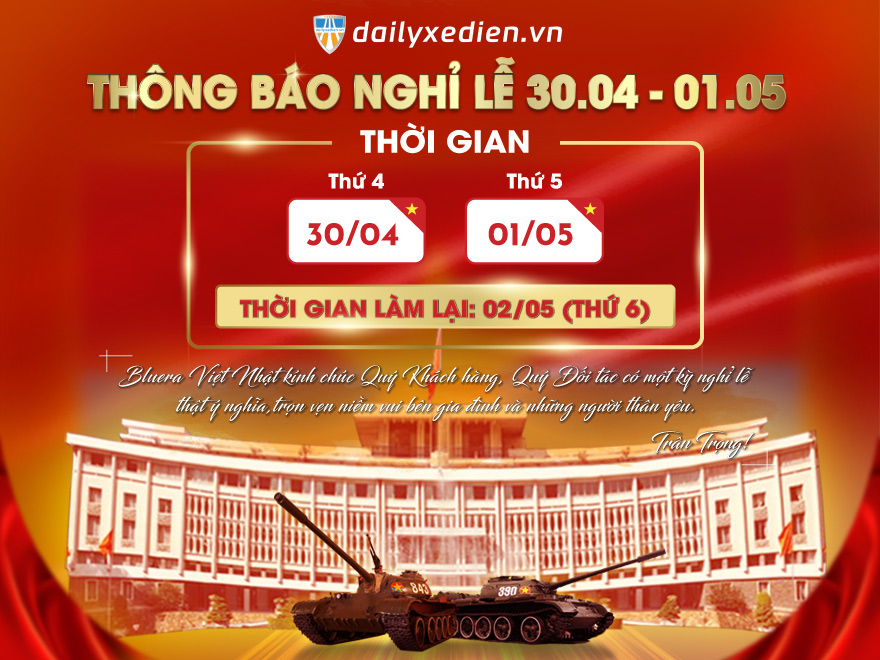 TRÂN TRỌNG THÔNG BÁO LỊCH NGHỈ LỄ 30/04 VÀ 01/05 NĂM 2025