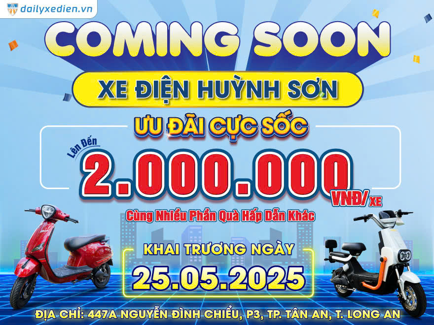 Coming soon –  Xe điện Chính hãng BLUERA Việt Nhật HUỲNH SƠN tại Tân An