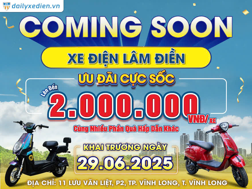 Coming Soon: Khai Trương Đại Lý Xe Điện Chính hãng BLUERA Việt Nhật Lâm Điền – Sự Kiện Bùng Nổ Tại Tp.Vĩnh Long!