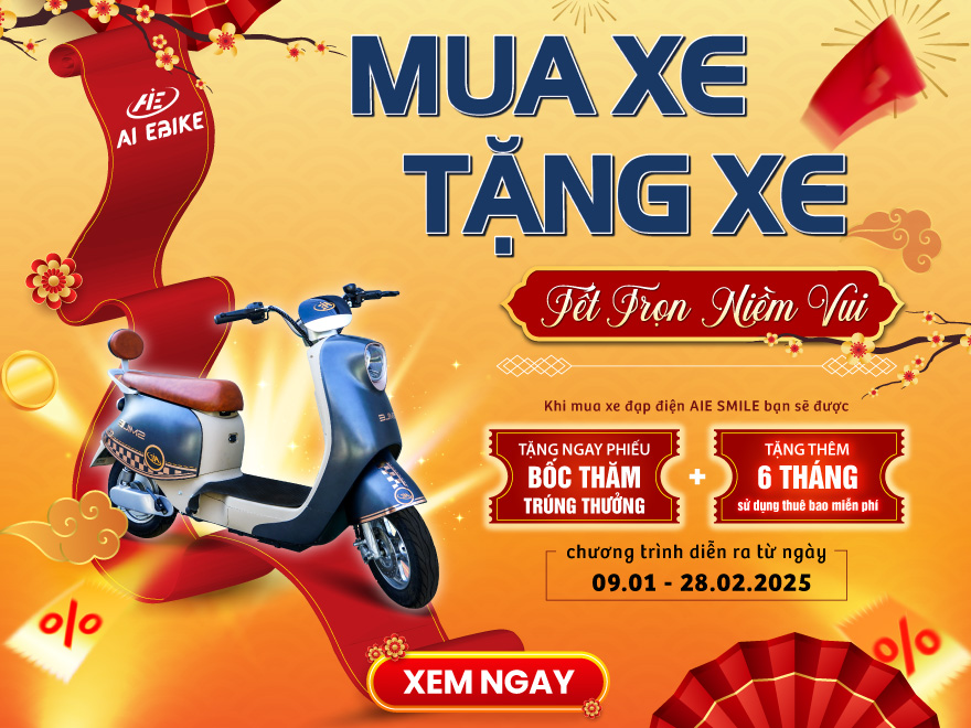 AI EBIKE TRIỂN KHAI CHƯƠNG TRÌNH KHUYẾN MÃI MUA XE TẶNG XE – TẾT TRÀN NIỀM VUI