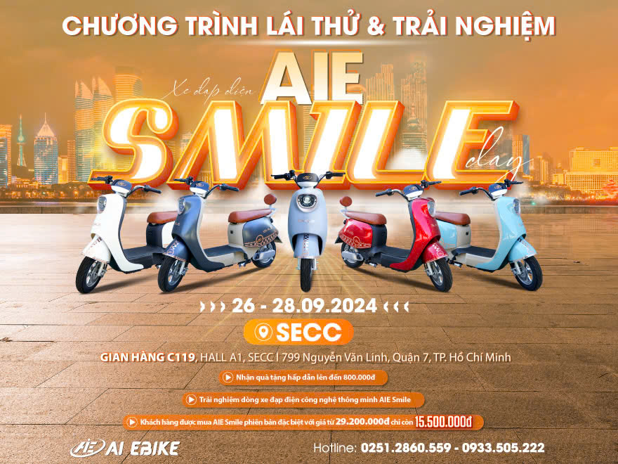 Sự kiện trải nghiệm xe đạp điện AIE Smile Day tại TP.HCM, tháng 09/2024 